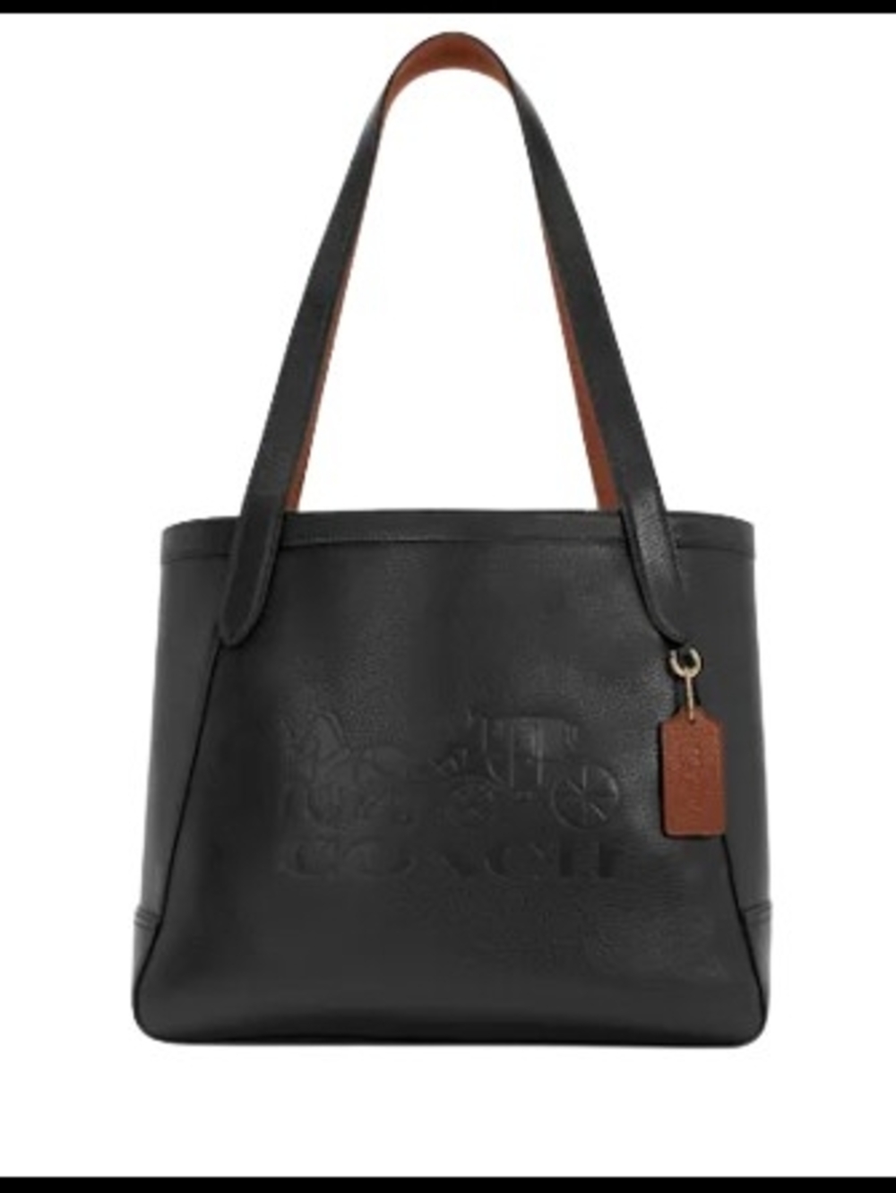 Coach Horse and Carriage Pebble Leather Tote - Black/Redwood (C4063)